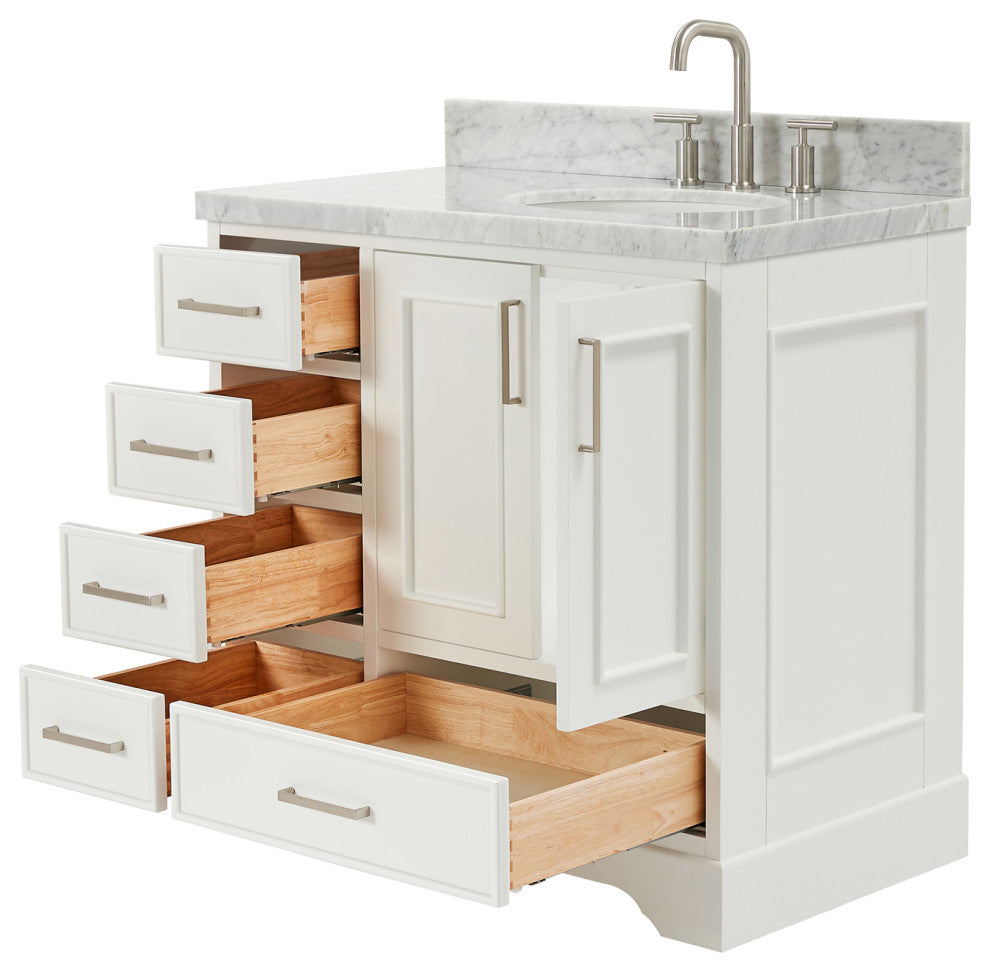 Ariel Stafford 37" Single Right Offset Oval Sink Bathroom Vanity