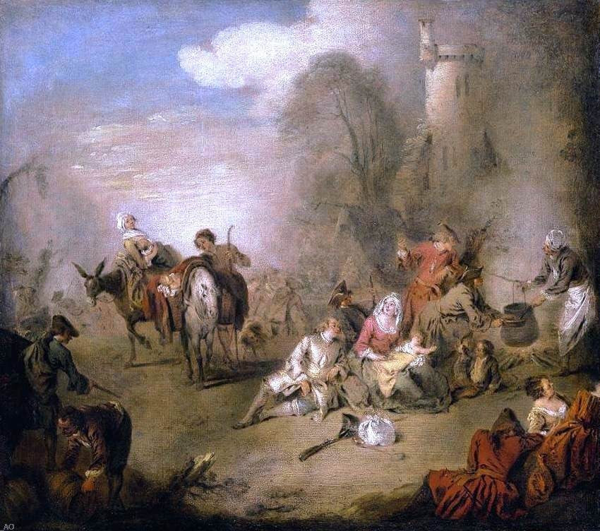 Jean Joseph Pater Soldiers and Camp Followers Resting from a March Wall Decal