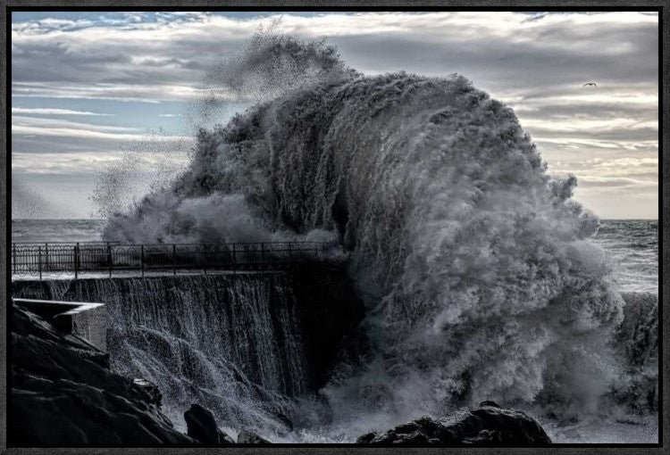 "Danger Pier" Framed Canvas Giclee by Roberto Zanleone, 23x16"