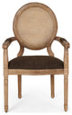 Bryan French Country Upholstered Wood and Cane 5-Piece Circular Dining Set, Natural/Brown