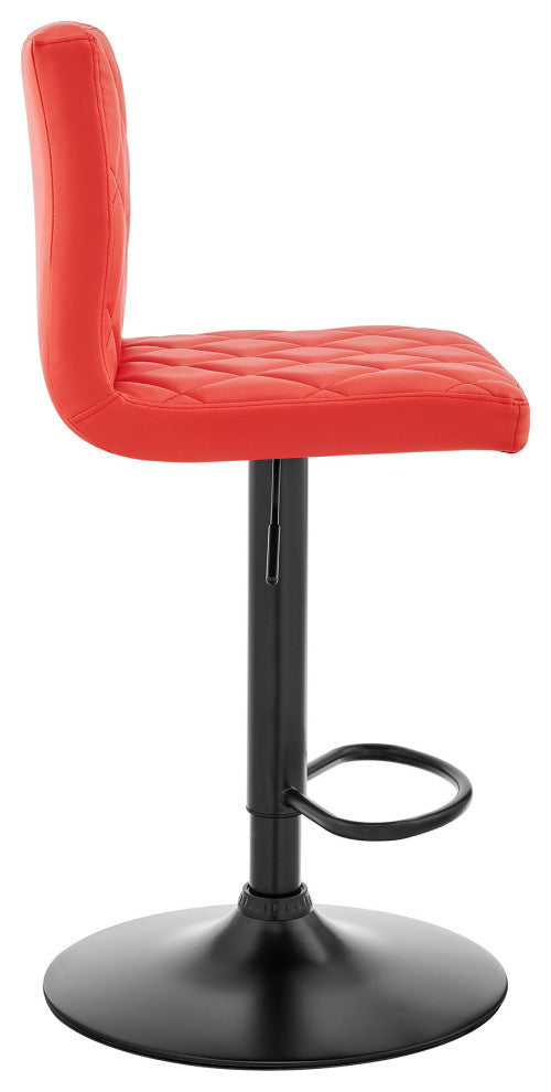 Duval Adjustable Faux Leather Swivel Bar Stool, Red