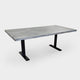 White Oak Plank Dining Table and Black Metal Legs, Light Gray