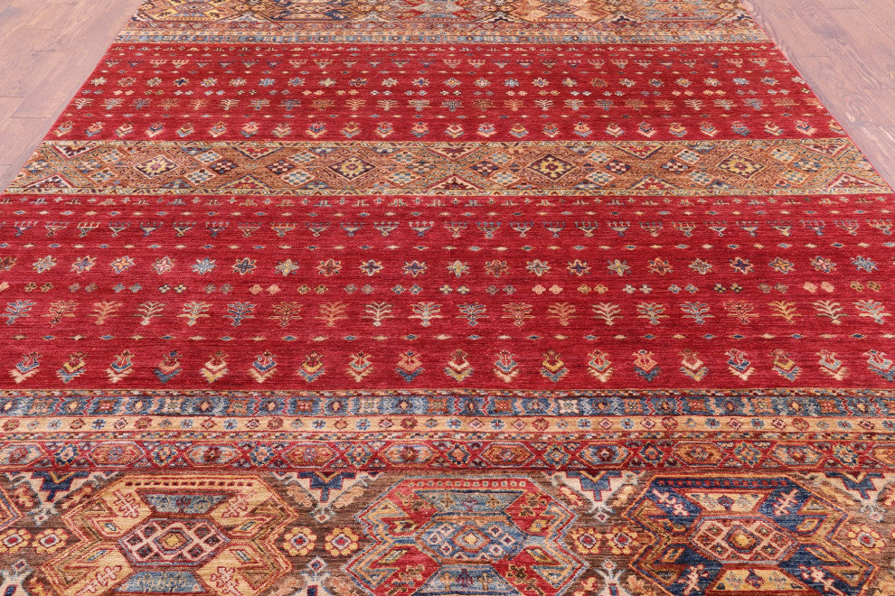 8' 2" X 11' 6" Khorjin Super Kazak Hand-Knotted Rug Q5233