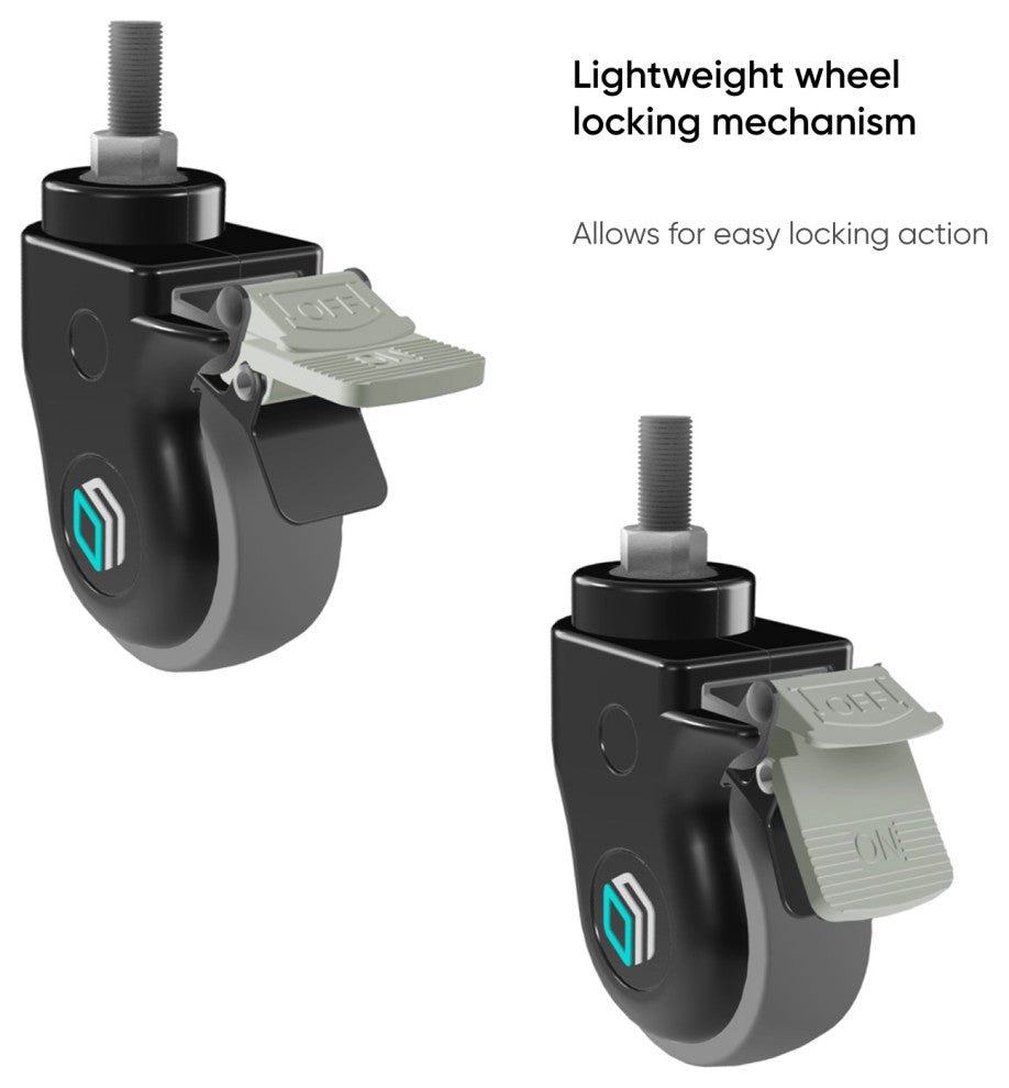 ONKRON Caster Wheels 3 Inch for Mobile TV Cart -Set of 4 AWL75 Black