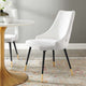 Tufted Side Dining Chair, Velvet, White, Modern, Bistro Restaurant Hospitality