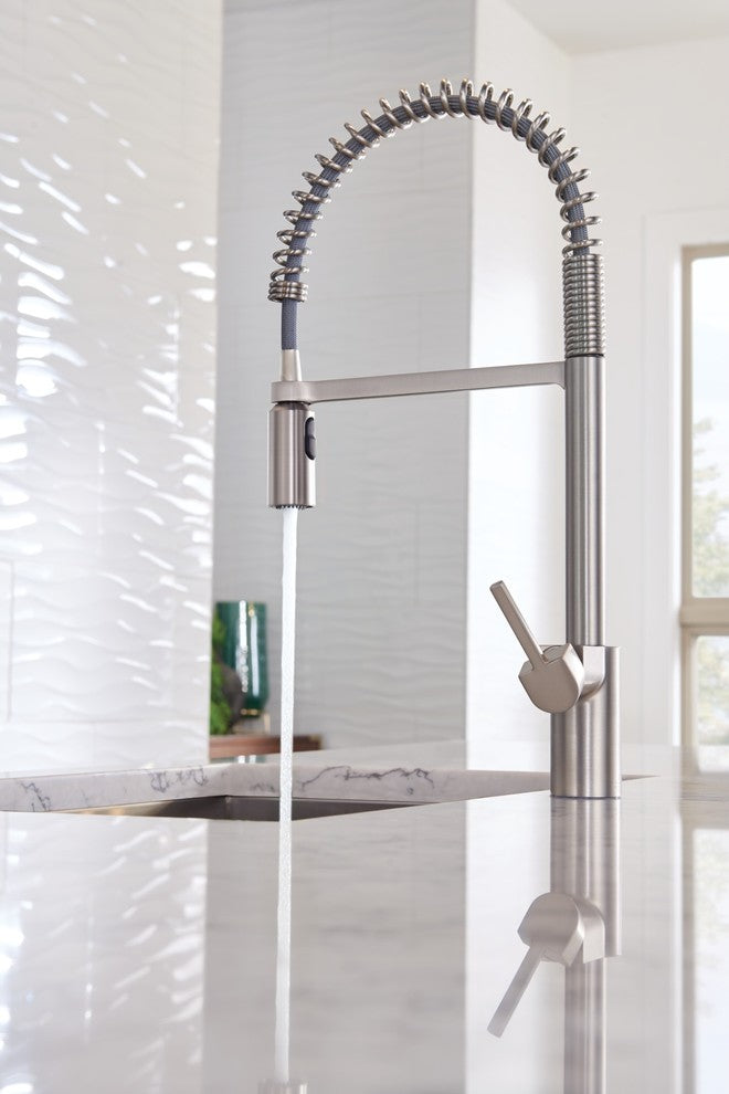 Spot Resist Stainless 1-Handle Spring Pulldown Kitchen Faucet