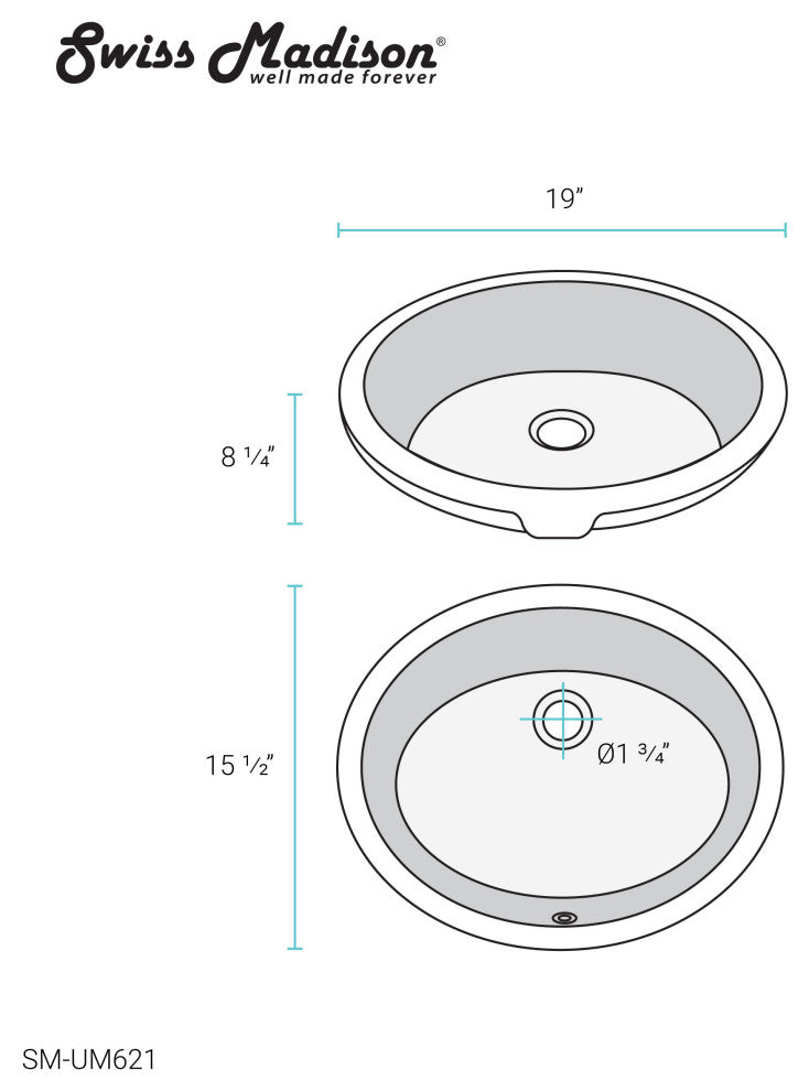 Monaco 18" Oval Under-Mount Bathroom Sink