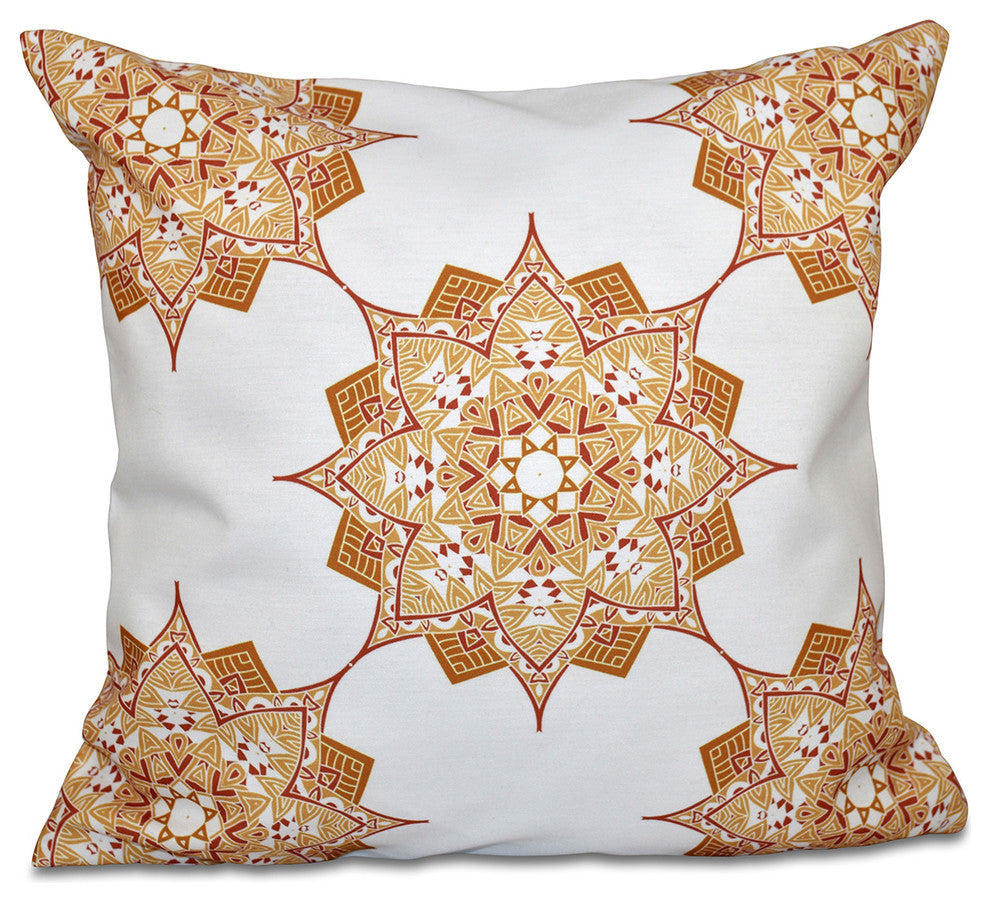 Rhapsody, Geometric Print Pillow, Gold, 16"x16"