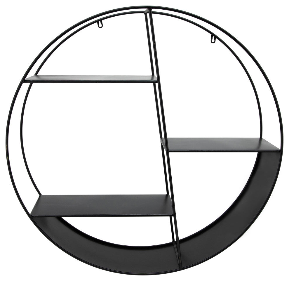 Metal, 32" 4-Layered Round Shelf, Black