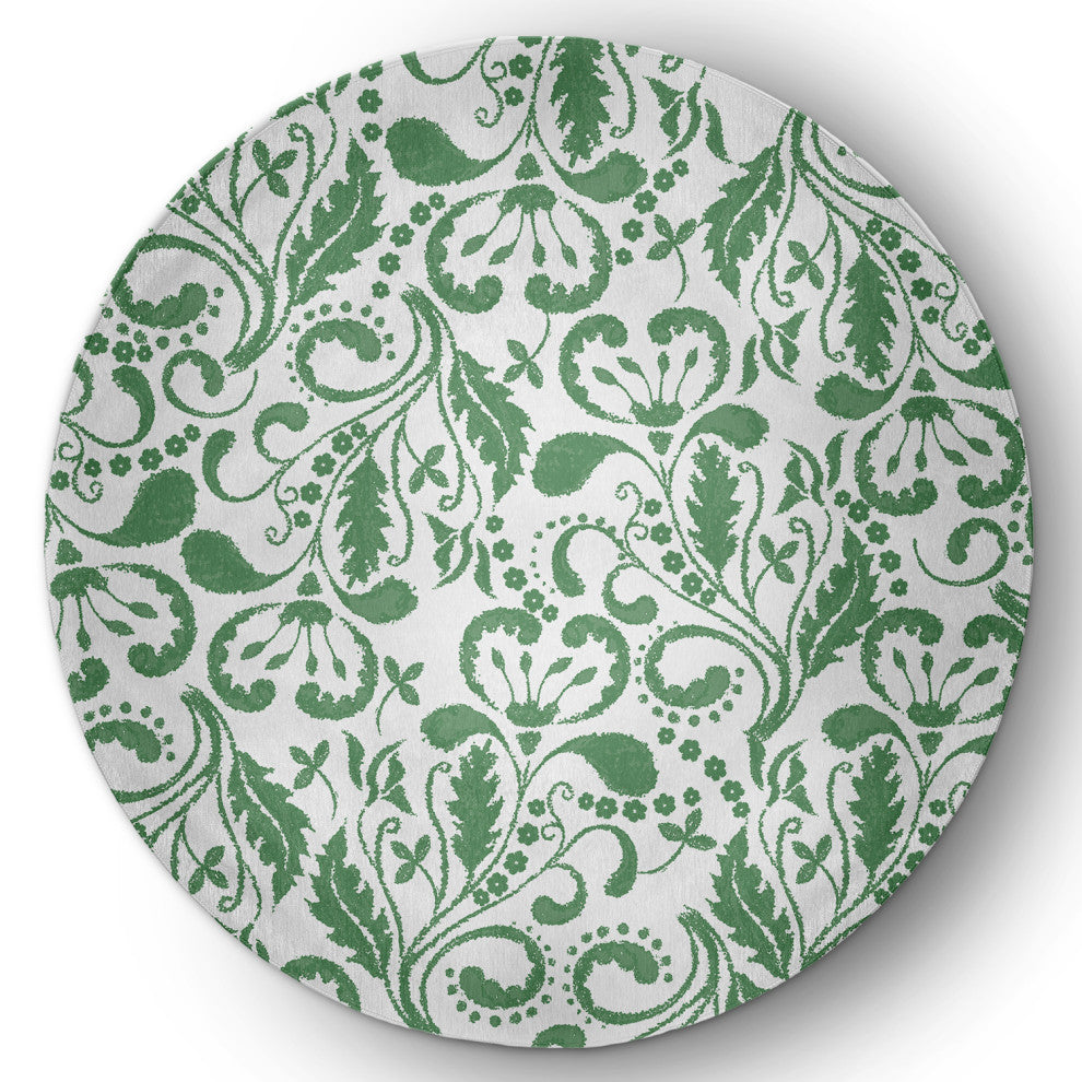 Aurora French Country Chenille Area Rug, Green, 5' Round