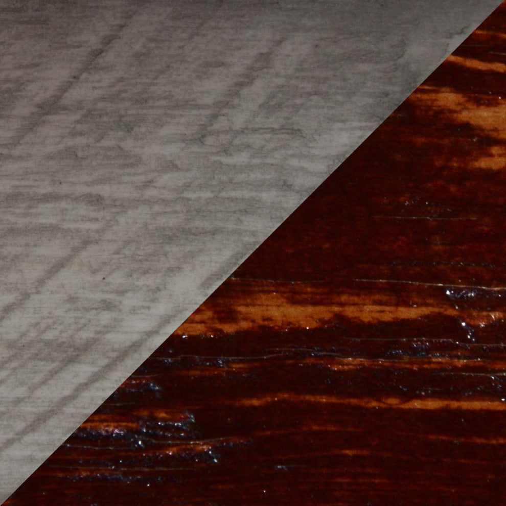 Barnwood Style Timber Peg Pedestal Extension Table, Thunder White and Michael's Cherry, 2-Leaf 42" X 84"