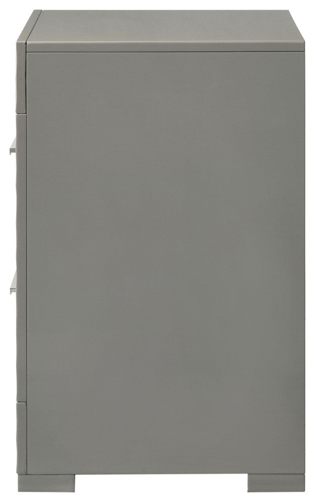 Ives 2-drawer Nightstand Bedside Table Grey High Gloss