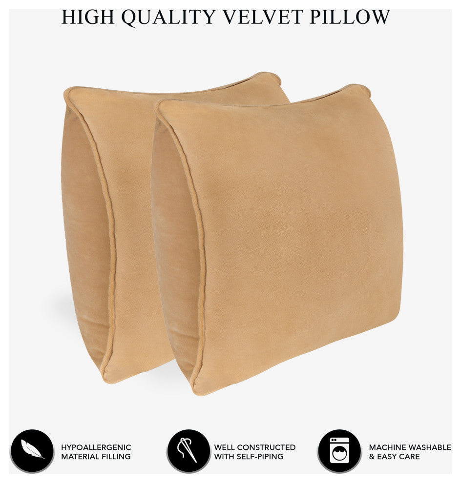 A1HC Throw Pillow Insert, Down Alternative Fill, Set of 2, Mocha, 22"x22"