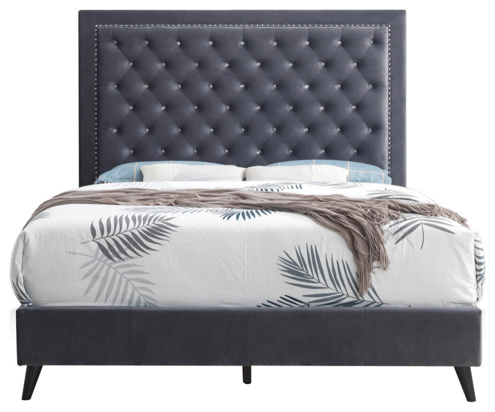 Alba Upholstered King Panel Bed, Gray