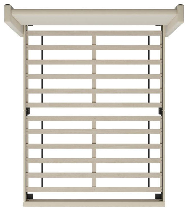 Quinn Upholstered Platform Bed with Channel Stitched Wingback Headboard, Beige, Full
