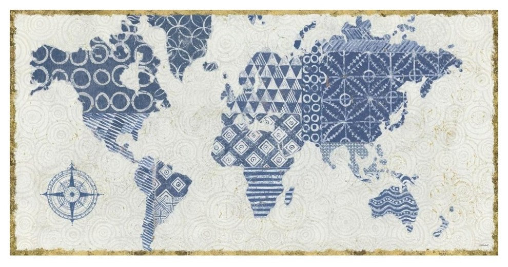 "Indigo Gild Map Maki" Digital Paper Print by Kathrine Lovell, 74"x38"