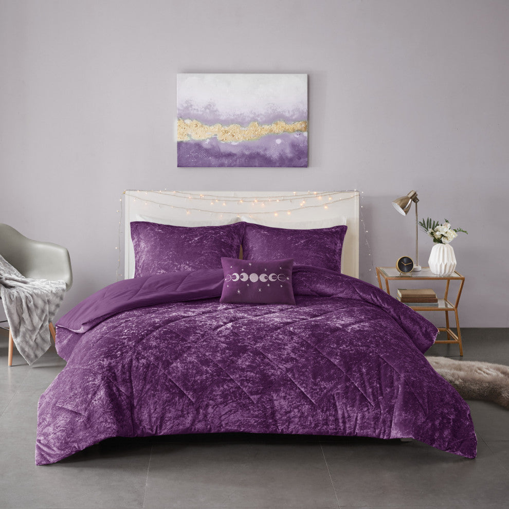 Intelligent Design Felicia Crushed Velvet 4-Piece Comforter Set