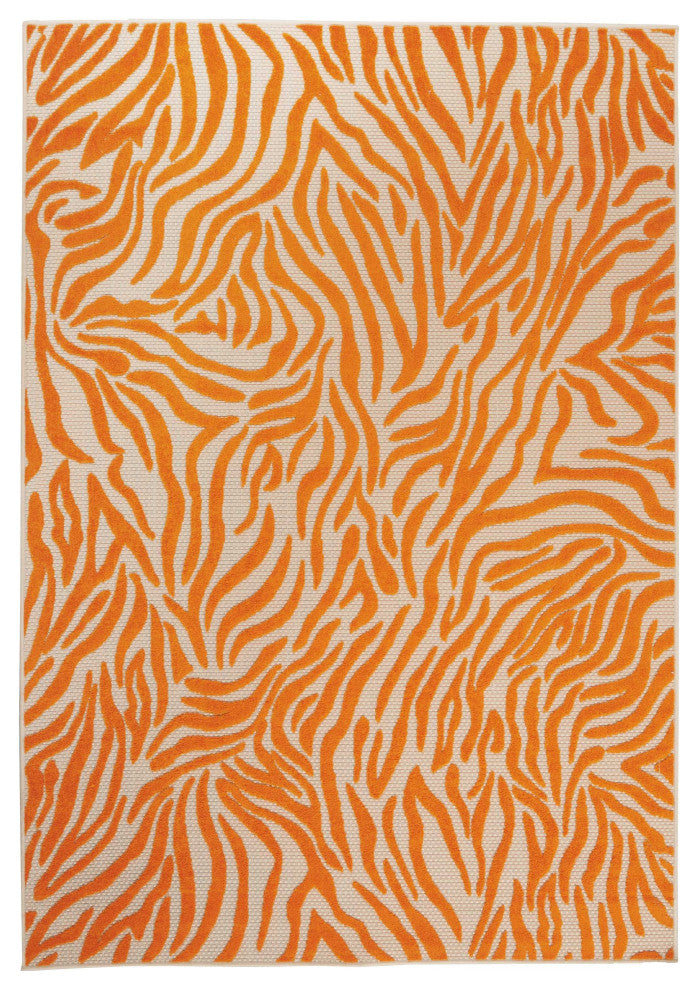 5??X 8??Orange Zebra Pattern Indoor Outdoor Area Rug
