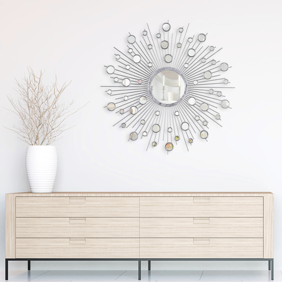 "Milkyway" Bling Round Wall Mirror, Bathroom Mirror, Vanity Mirror 36"x36"