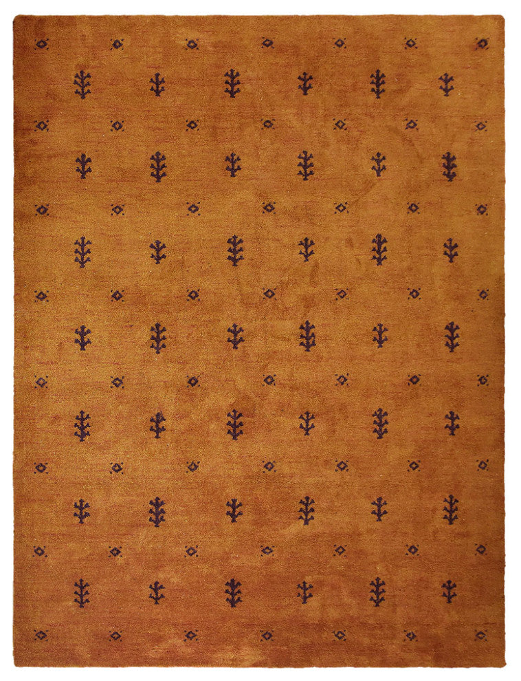 HAND KNOTTED LOOM SILK ECO-FRIENDLY RUG-8'x10',Rectangle,Orange Brown,Contempora