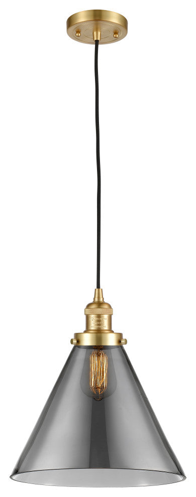 X-Large Cone 1 Light Mini Pendant, Satin Gold, Plated Smoke