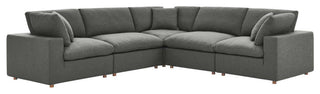 Commix Down Filled Overstuffed 5-Piece Sectional Sofa, Gray