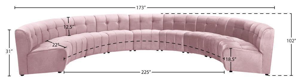 Limitless Velvet Upholstered 9-Piece Modular Sectional, Pink