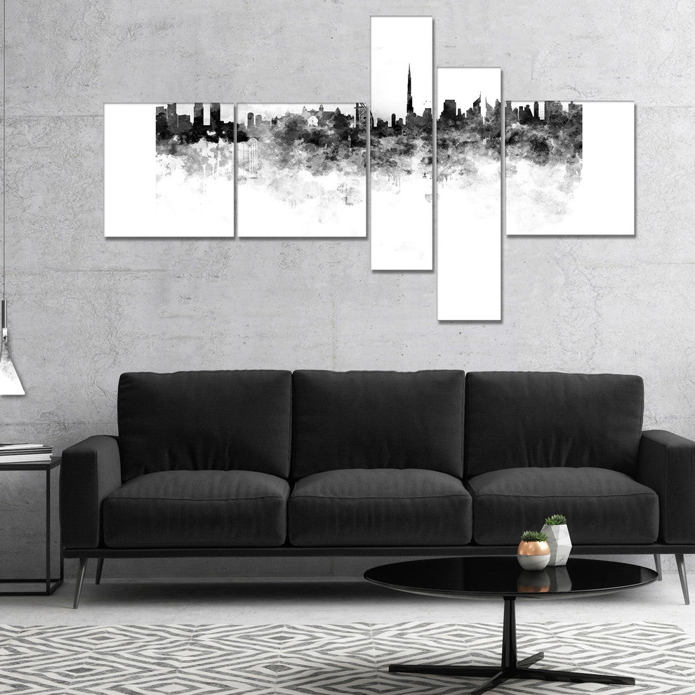 Dubai Skyline, Cityscape Canvas Artwork Print, 60"x32", 5 panels