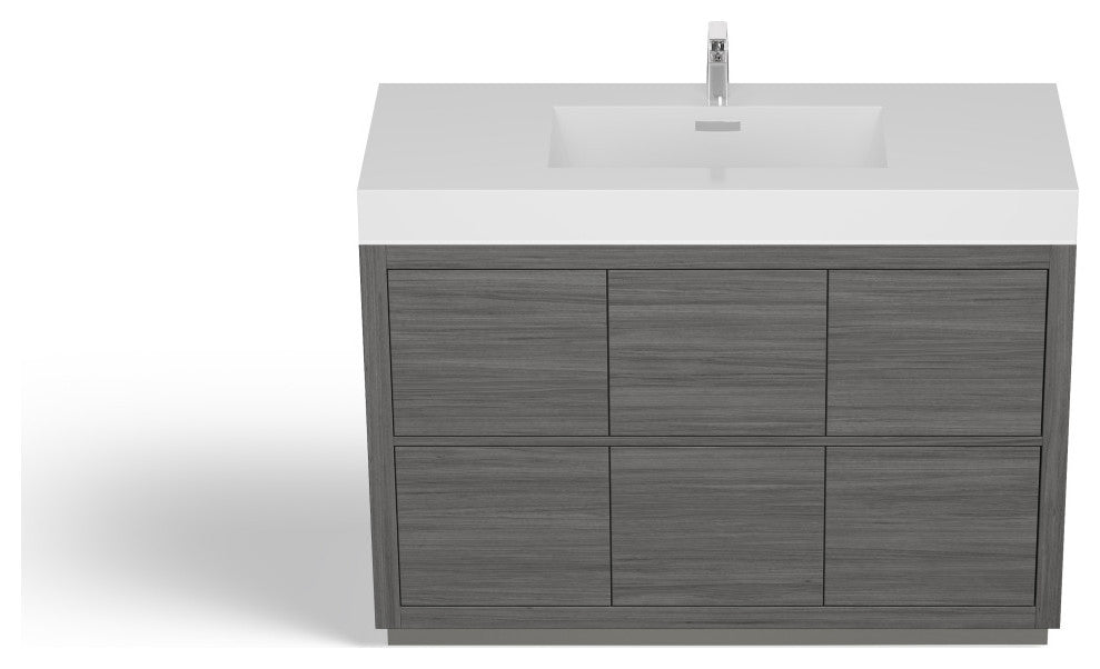 Boutique Bath Vanity, Vulcan Ash Gray, 48", Single Sink, Freestanding
