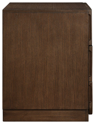 Scallop Oak Veneer Chest, Brown, Night Stand