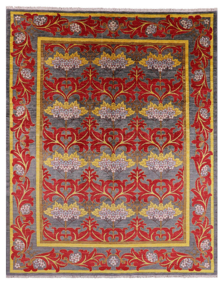 7' 10" X 9' 10" Handmade William Morris Wool Rug Q6518