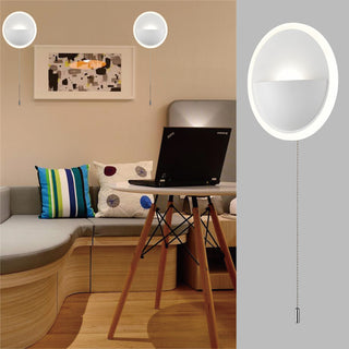 Simple Round Acrylic LED Wall Sconce 13W-4000K With Pull Chain Switch