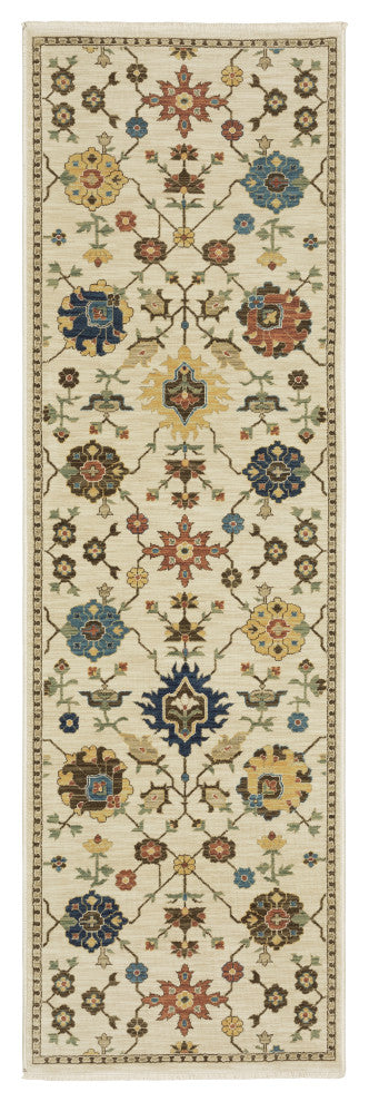 Fabienne Oriental Floral Indoor Area Rug, Ivory, 2'3"x7'6"