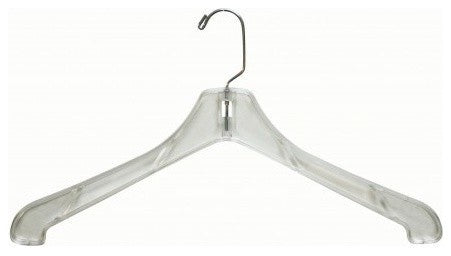 Plastic Top/Coat Hanger, Clear, Chrome Finish, Set of 100
