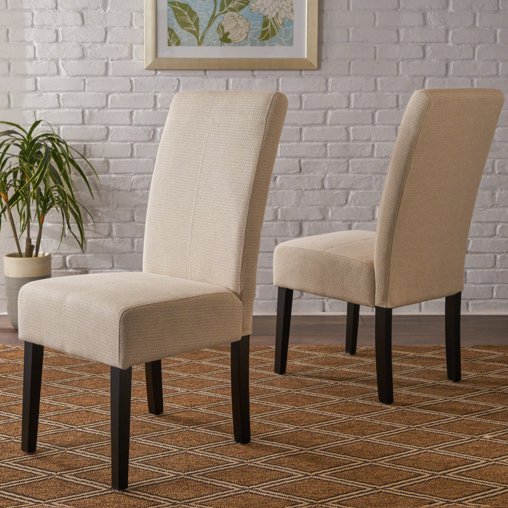 GDF Studio Araducan Beige Fabric Dining Chairs, Set of 2