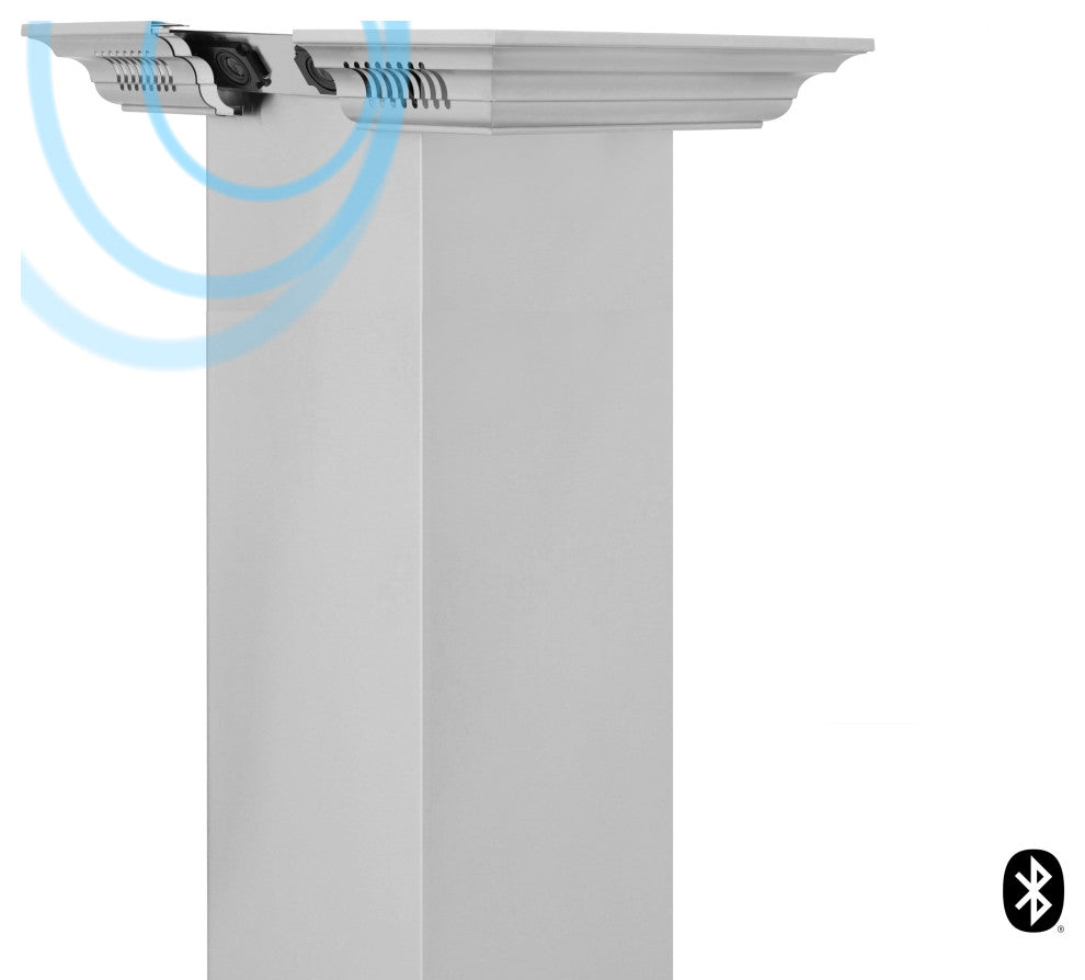30" ZLINE CrownSound  Island Mount Range Hood, Stainless Steel, KE2iCRN-BT-30