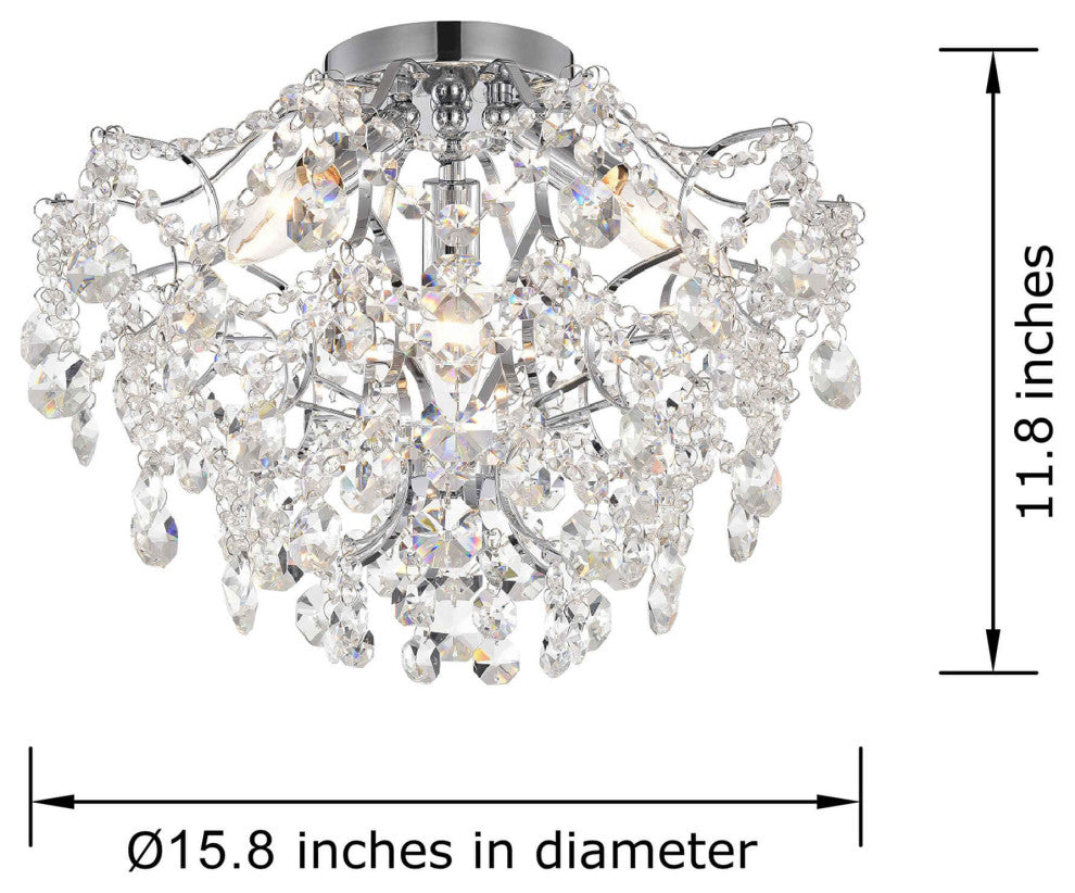 Zelda Elegant 3-light Chrome Crystal Flush Mount
