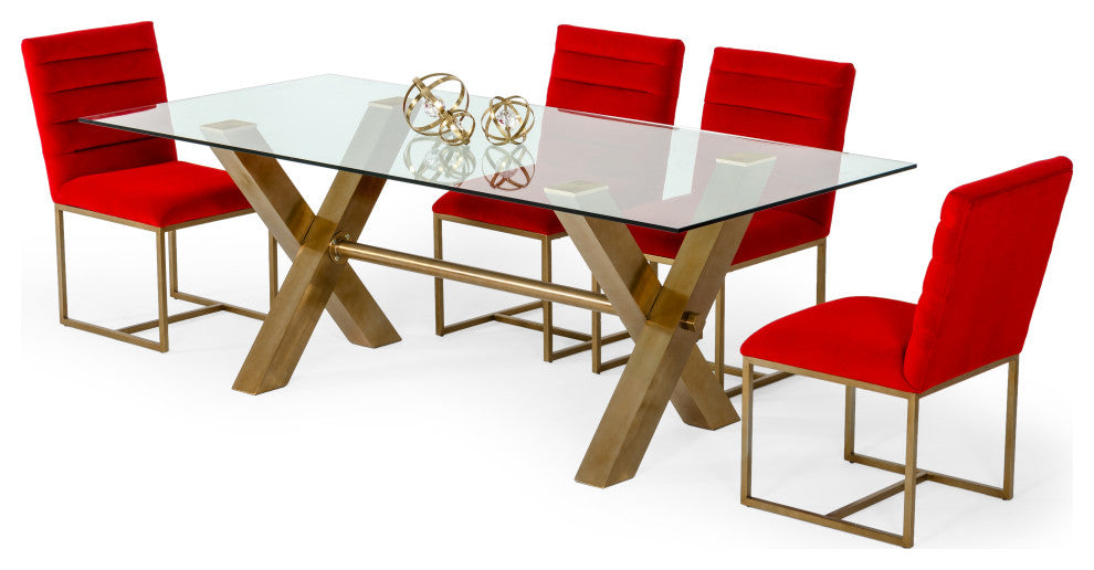 Modrest Dandy Golden and Glass Dining Table