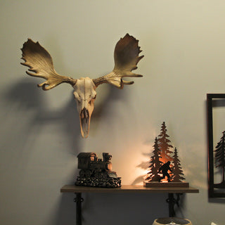 Large Lifelike Bull Moose Skull Hanging Wildlife Decor Statue