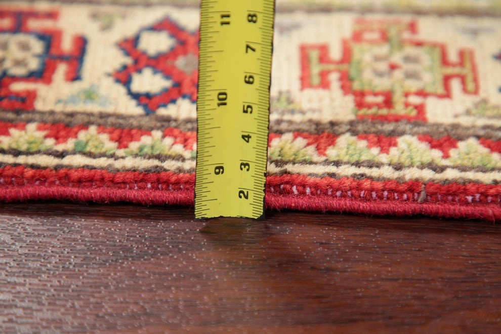 Traditional Kazak Hand-Knotted Pakistani Oriental Runner Rug, Red, 5'10"X2'0"