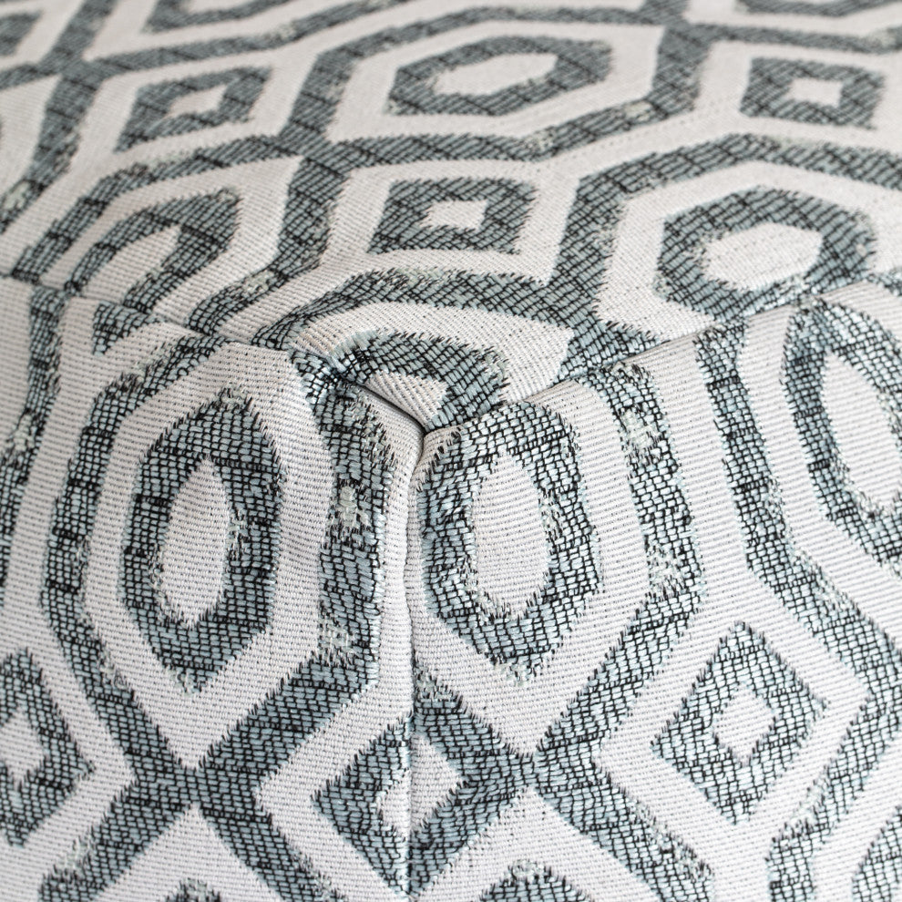 Zuma Teal 18" x 18" x 18" Teal and Ivory Pouf