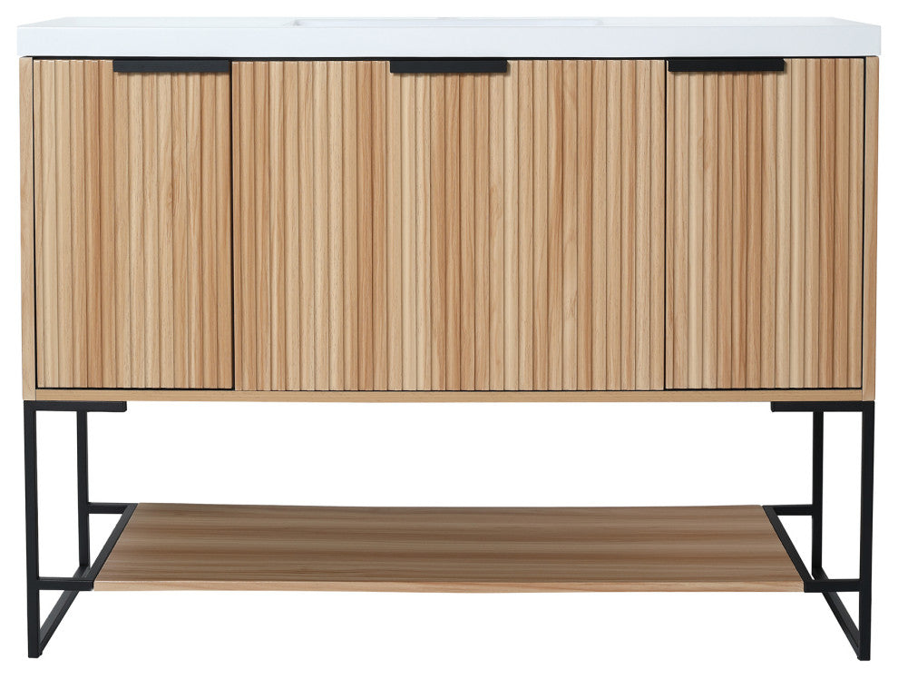 48 inch Maple Plywood Freestanding Bathroom Vanity Set with Doors and Drawer