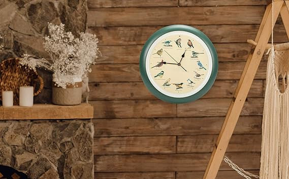 Original Singing Bird Wall Clock, 13", Green