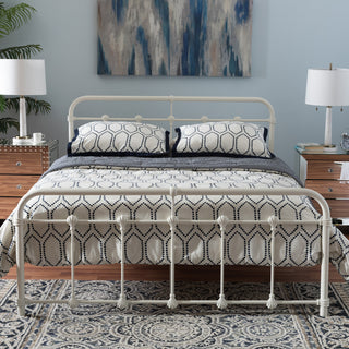 Mandy White Finished Metal Queen Size Platform Bed
