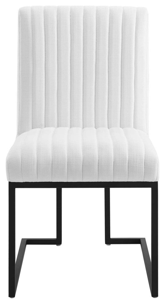Indulge Channel Tufted Fabric Dining Chairs Set of 2, White