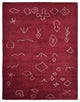 HAND KNOTTED LOOM SILK ECO-FRIENDLY RUGS-9'x12',Rectangle,Red White,Contemporary