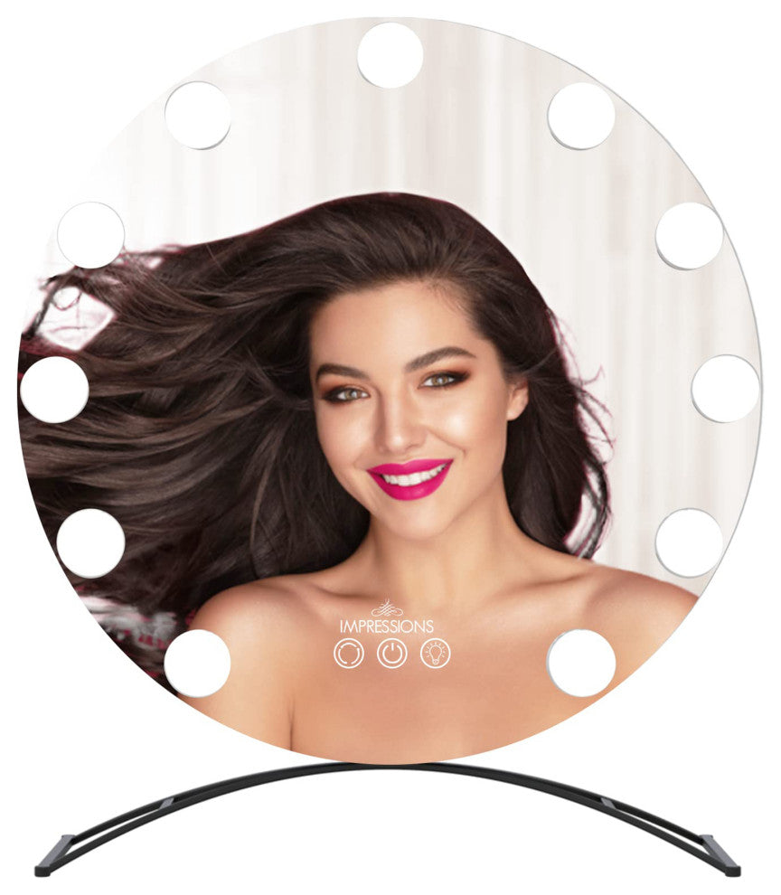 Hollywood Round XL Tri tone LED Makeup Mirror, Black