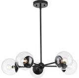 Atwell Collection Five-Light Matte Black Mid-Century Modern Chandelier