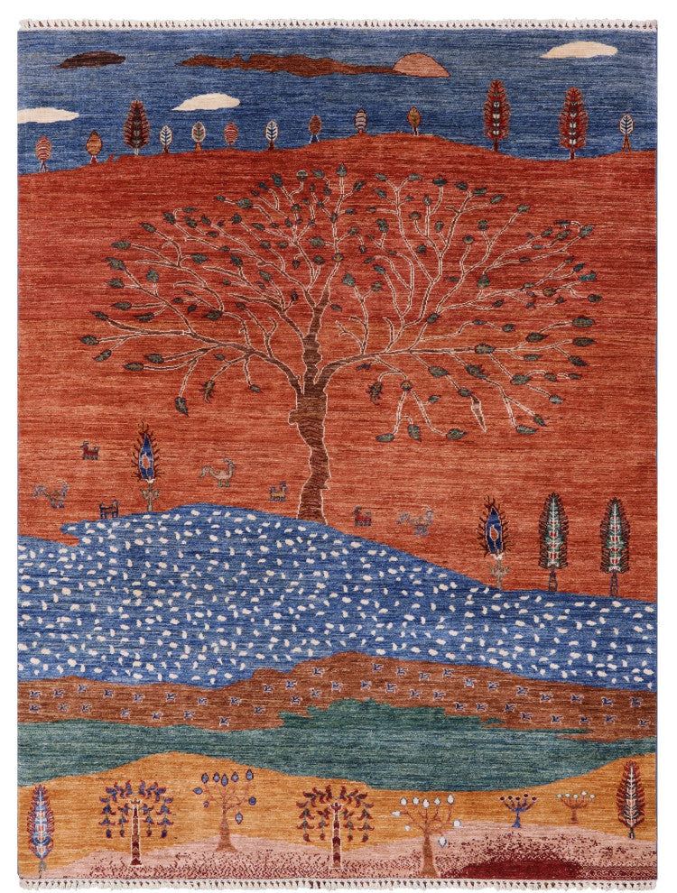 5' 11" X 8' 0" Hand-Knotted Persian Gabbeh Tribal Rug Q9562