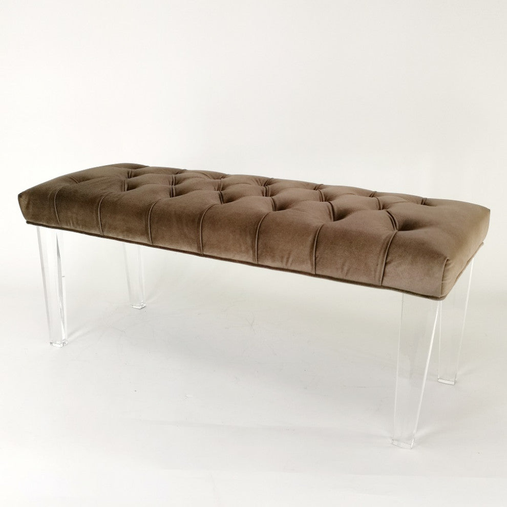 Ocean Faux Suede Bench, Brown